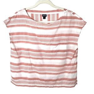 Patagonia Peach White Stripe Organic Cotton Hemp Sleeveless Top in Size Large